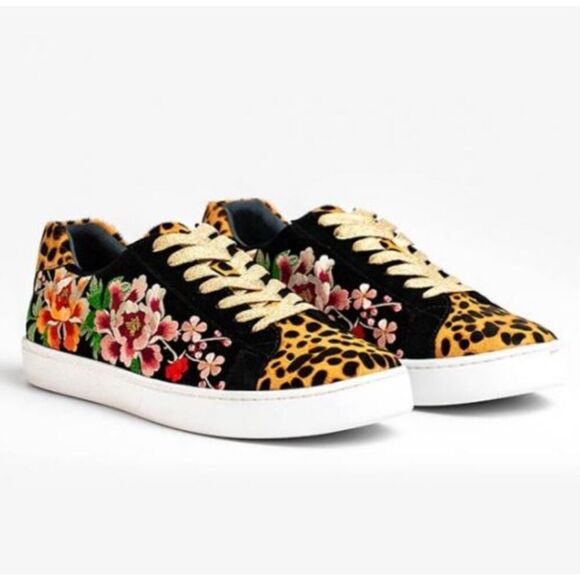 Johnny Was Acacia Leopard Sneakers 7.5 new in box